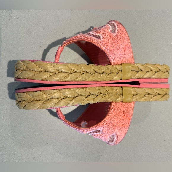 WB Chanel pink terry cloth and raffia sandals size 38 - Picture 8 of 16